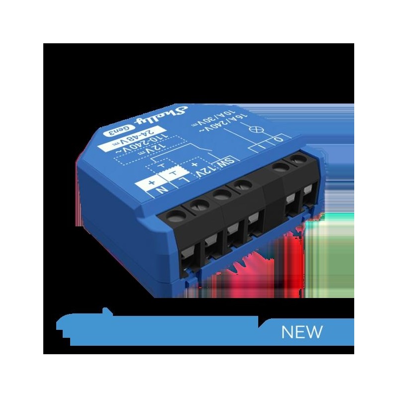 Shelly 1 Gen3 - Smart Relay contatto pulito 16A  AC/DC WiFi/BT/Matter
