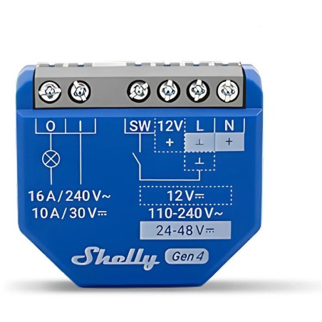 Shelly 1 Gen4 - Smart Relay contatto pulito 16A AC/DC WiFi/BT/Matter/Zigbee