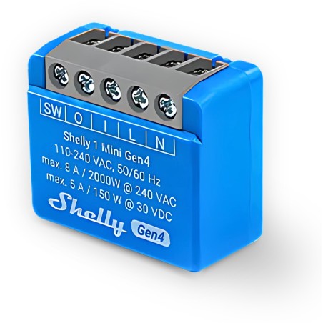 Shelly 1 Mini Gen4 - Smart Relay contatto pulito 8A AC/DC WiFi/BT/Matter/Zigbee