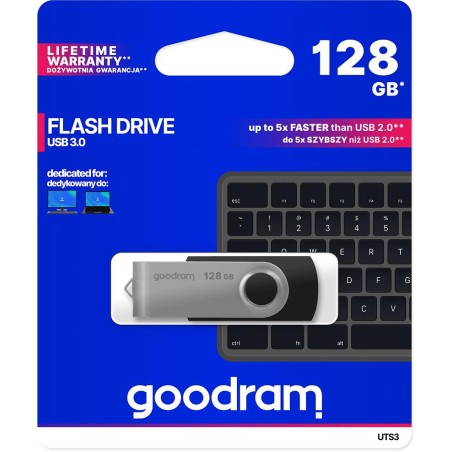 GoodRAM Pendrive 128GB UTS3 BLACK USB 3.0 - retail blister - UTS3-1280K0R11