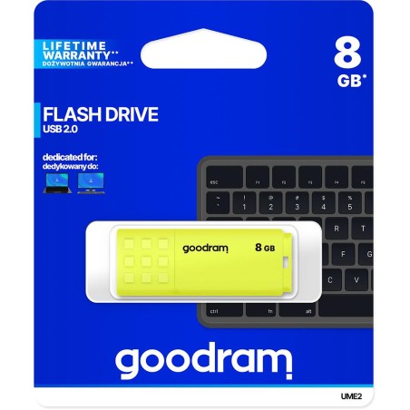 GoodRAM Pendrive 8GB UME2 yellow USB 2.0 - retail blister - UME2-0080Y0R11