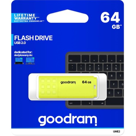 GoodRAM Pendrive 64GB UME2 yellow USB 2.0 - retail blister - UME2-0640Y0R11