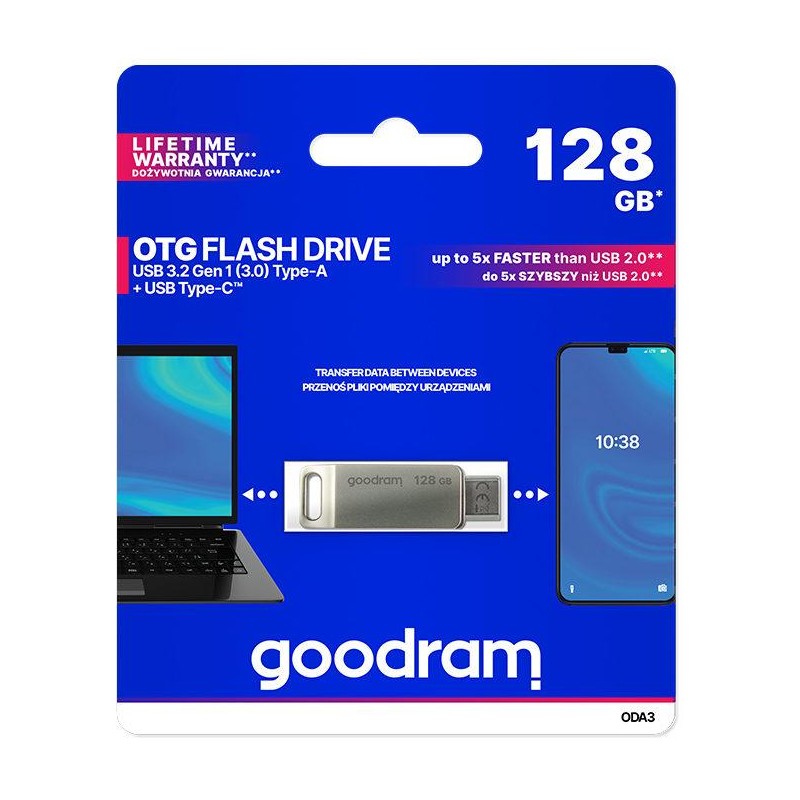 GoodRAM DUALDRIVE OTG 128GB USB 3.2 + type C - ODA3-1280S0R11