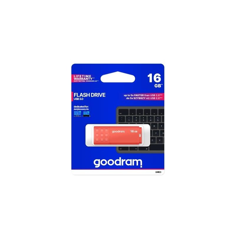 GoodRAM Pendrive 64GB UME3 orange USB 3.0 - retail blister - UME3-0640O0R11