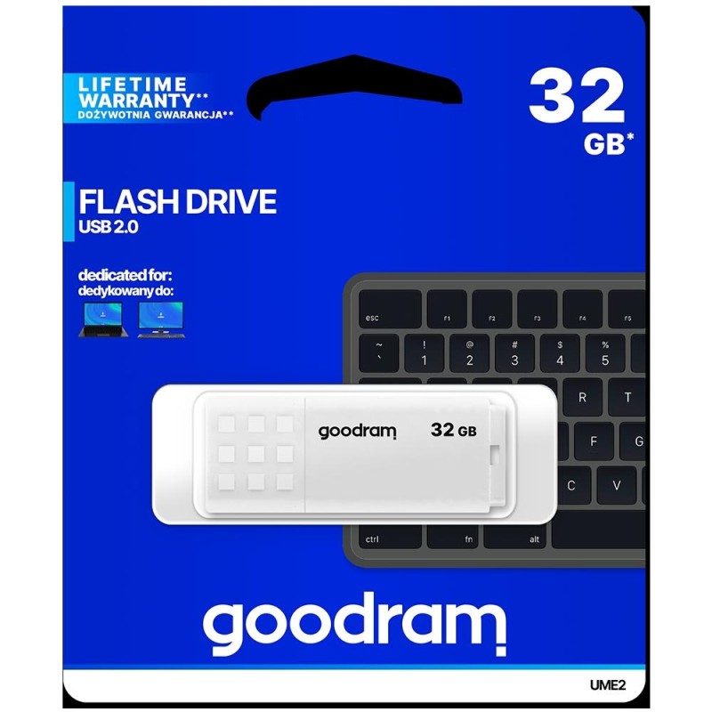 GoodRAM Pendrive 32GB UME2 white USB 2.0 - retail blister - UME2-0320W0R11