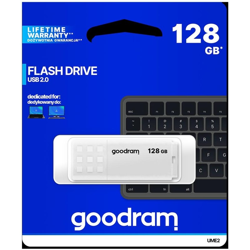 GoodRAM Pendrive 128GB UME2 white USB 2.0 - retail blister - UME2-1280W0R11