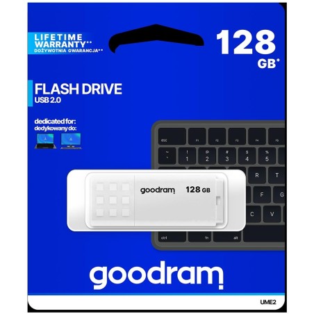 GoodRAM Pendrive 128GB UME2 white USB 2.0 - retail blister - UME2-1280W0R11
