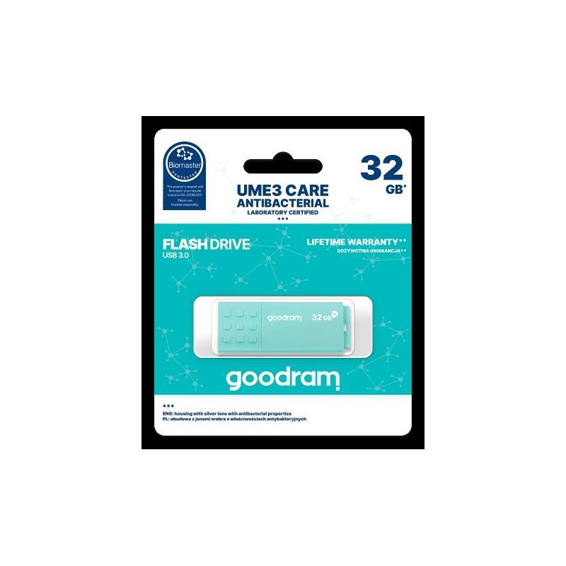 GoodRAM Pendrive 32GB UME3 CARE - ANTIBATTERICA - USB 3.0 - UME3-0320CRR11