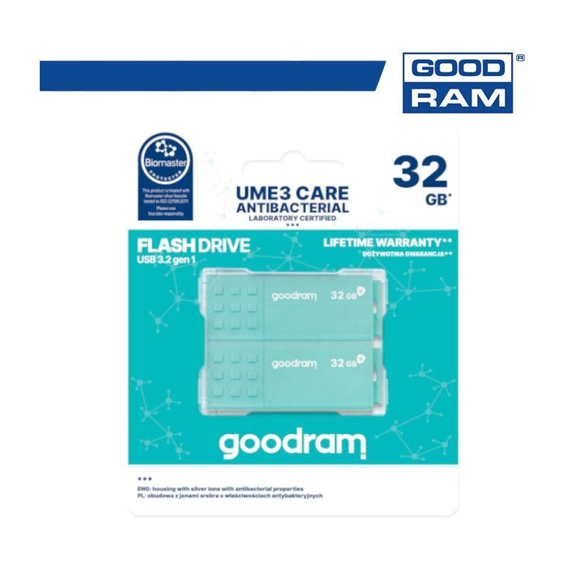 GoodRAM Pendrive 32GB UME3 - ANTIBATTERICA - USB3.0 - 2-pack - UME3-0320CRR11-2P