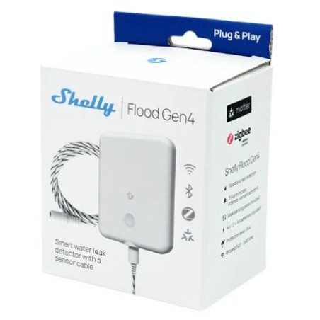 Shelly Flood Gen4 - Sensore allagamento Wi-Fi/ZIgbee/BT Gen4 + cavo 2m