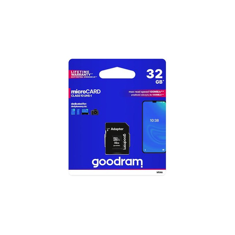GoodRAM microSD 32GB class 10 UHS I + adapter - retail blister - M1AA-0320R12