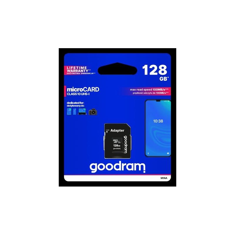 GoodRAM microSD 128GB class 10 UHS I + adapter - retail blister - M1AA-1280R12