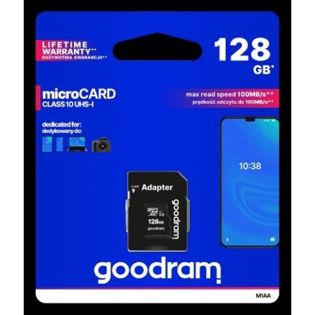 GoodRAM microSD 128GB class 10 UHS I + adapter - retail blister - M1AA-1280R12