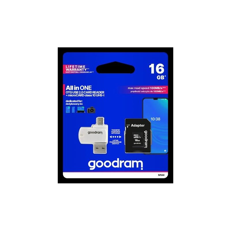 GoodRAM microSD 16GB class 10 + adpter + card reader - blister - M1A4-0160R12