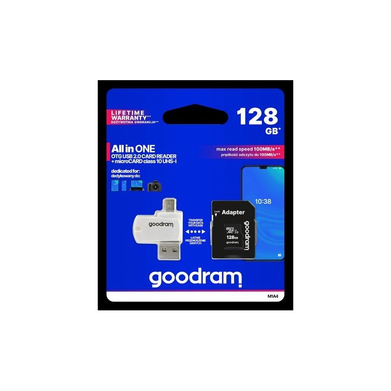 GoodRAM microSD 128GB class 10 + adpter + card reader - blister - M1A4-1280R12