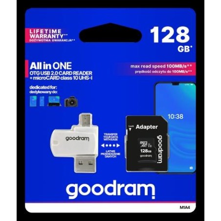 GoodRAM microSD 128GB class 10 + adpter + card reader - blister - M1A4-1280R12