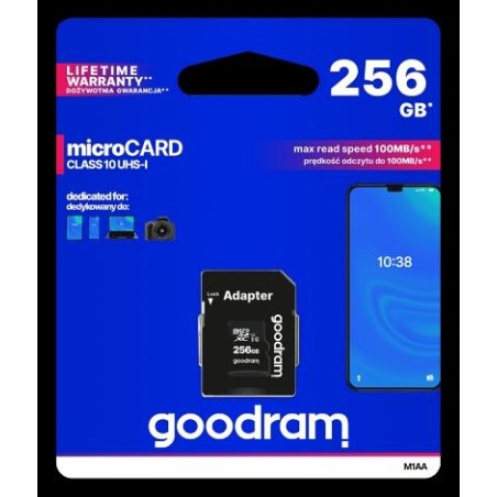 GoodRAM microSD 256GB class 10 UHS I + adapter - retail blister - M1AA-2560R12
