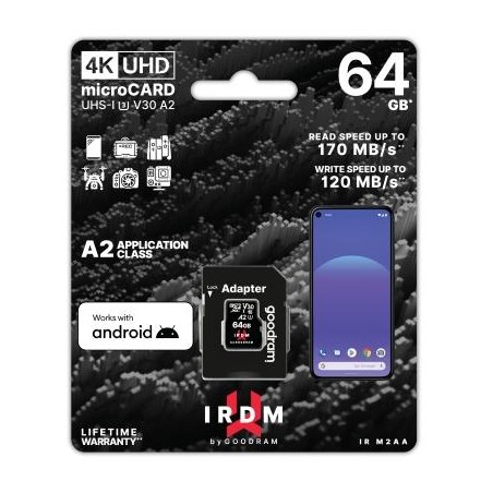 GoodRAM microSD IRDM 64GB UHS I U3 A2 + adapter - IR-M2AA-0640R12
