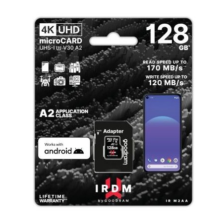 GoodRAM microSD IRDM 128GB UHS I U3 A2 + adapter - IR-M2AA-1280R12