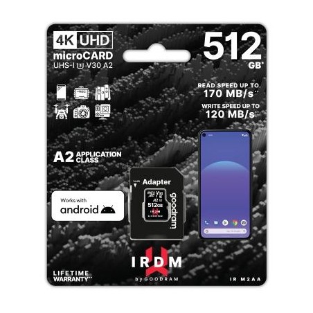 GoodRAM microSD IRDM 512GB UHS I U3 A2 + adapter - IR-M2AA-5120R12