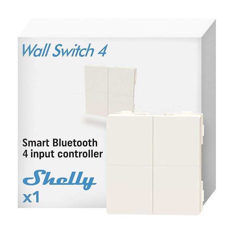 Shelly BLU Wall Switch 4 (Stand Alone) - Pulsante a muro Bluetooth 4 tasti