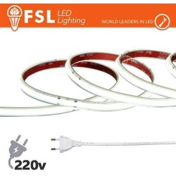 Striscia LED COB 5metri - IP65 6500K 220V 15W/m 1350lm/m +KIT tappo, colla, clip