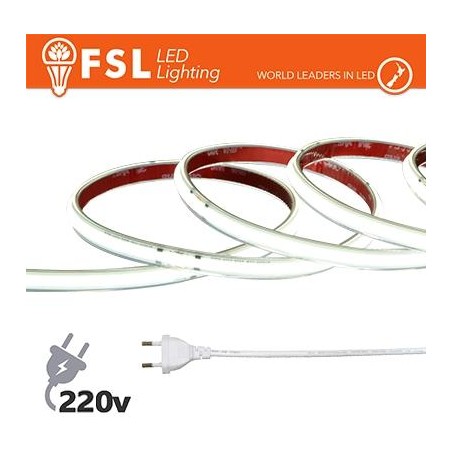 Striscia LED COB 5metri - IP65 6500K 220V 15W/m 1350lm/m +KIT tappo, colla, clip