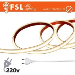 Striscia LED COB 20metri - IP65 4000K 220V 15W/m 1300lm/m+KIT tappo, colla, clip