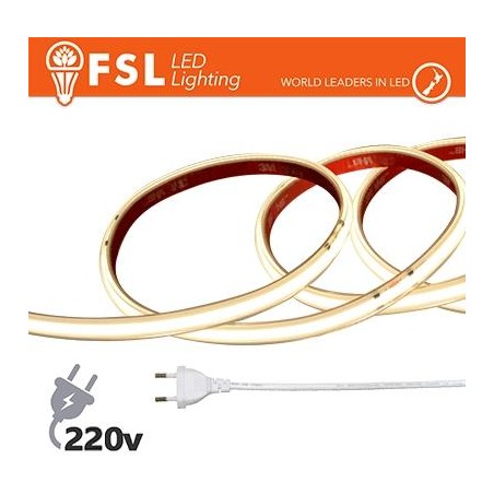 Striscia LED COB 20metri - IP65 4000K 220V 15W/m 1300lm/m+KIT tappo, colla, clip