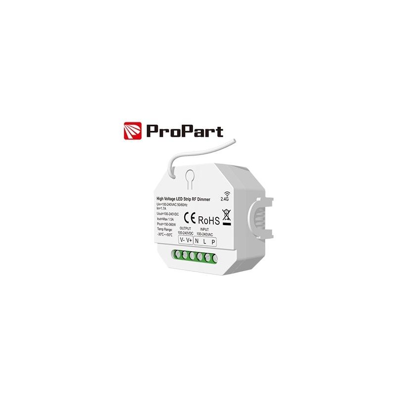 Dimmer RF LED 1 Canale - 1.5A, 100-240V per Strisce LED ad Alta Tensione