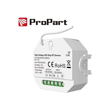 Dimmer RF LED 1 Canale - 1.5A, 100-240V per Strisce LED ad Alta Tensione