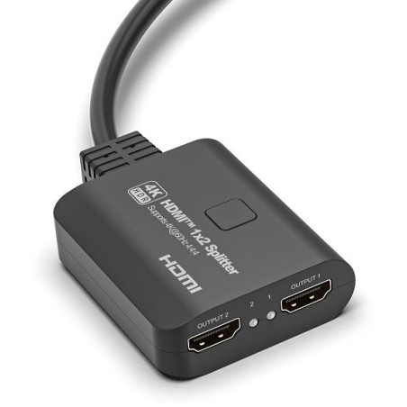 Splitter HDMI 1x2, 18G HDCP2.3, 4K@60Hz, Downscaler On-Off