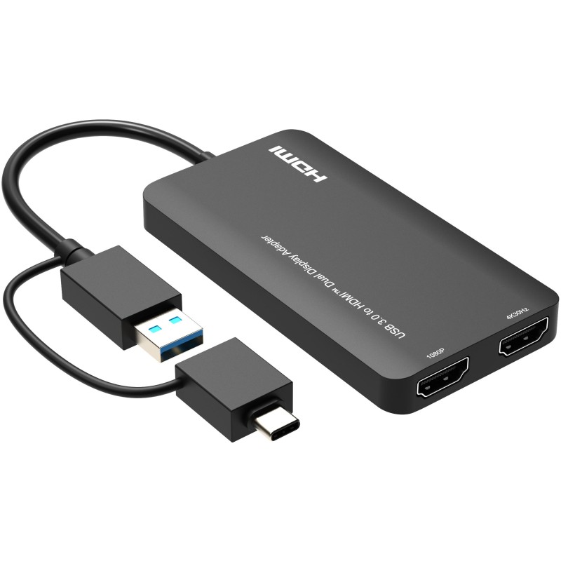 USB 3.0 (USB-A or USB-C) to Dual HDMI Video Graphics Adapter 