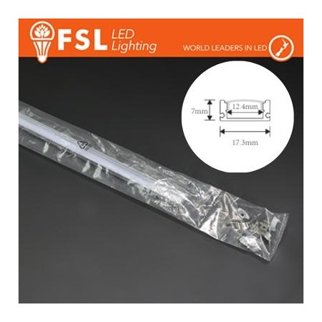 KIT PROFILO ALLUMINIO 6063 - U 2m SILVER - Certificato 36w/m