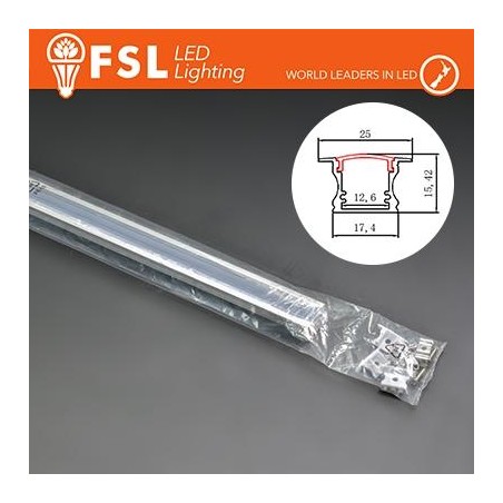 KIT PROFILO ALLUMINIO 6063 - Incasso 2m SILVER - cover opal 2000*25*15.42