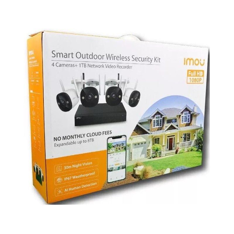 Imou KIT Videoregistratore di rete a 4 CH NVR 1080p Wireless+ 4Telecamere+HD 1TB