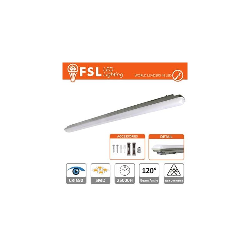 Plafoniera Stagna 36W - 4000K 3100LM 120º 1198x85x66mm IP65