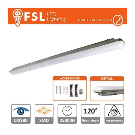 Plafoniera Stagna 36W - 4000K 3100LM 120º 1198x85x66mm IP65