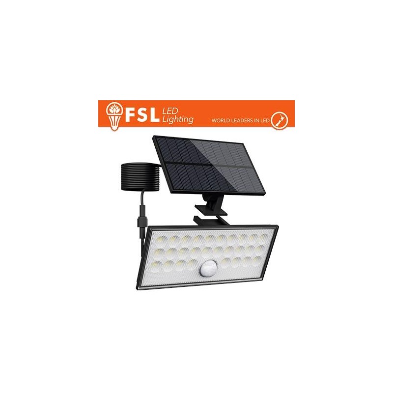 Faro da esterno solare con sensore di movimento 60W (6 led) - Nero Staccabile