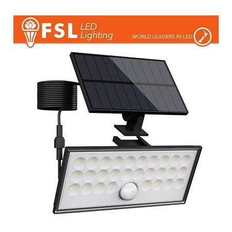 Faro da esterno solare con sensore di movimento 60W (6 led) - Nero Staccabile