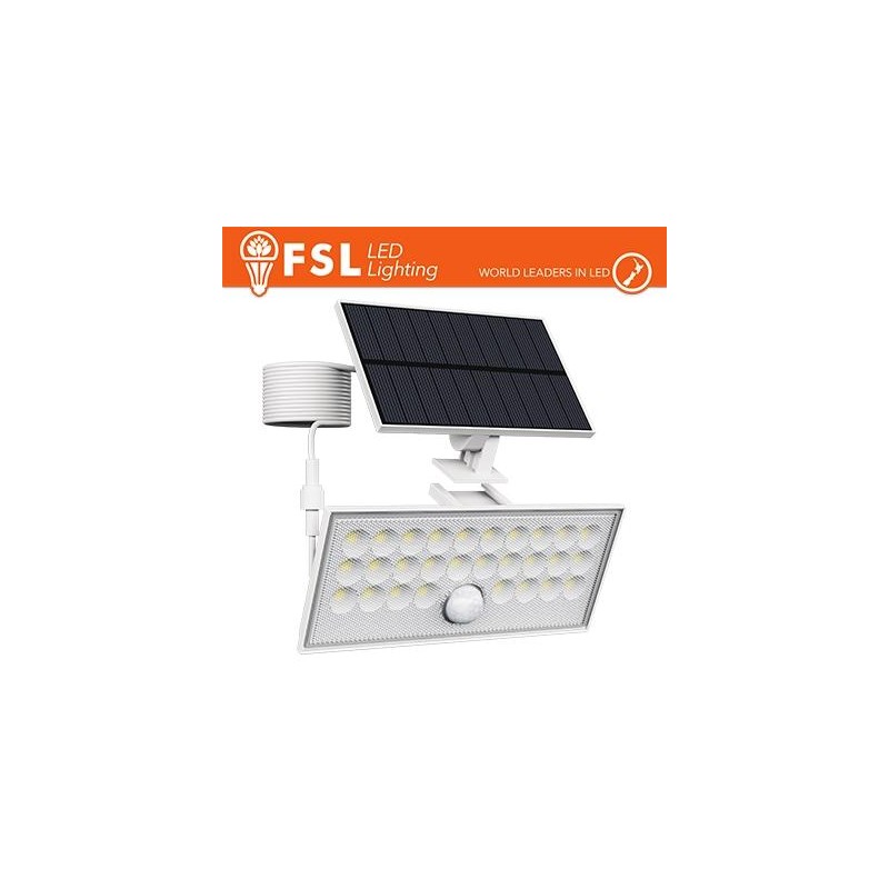 Faro da esterno solare con sensore di movimento 60W (6 led) - Bianco Staccabile