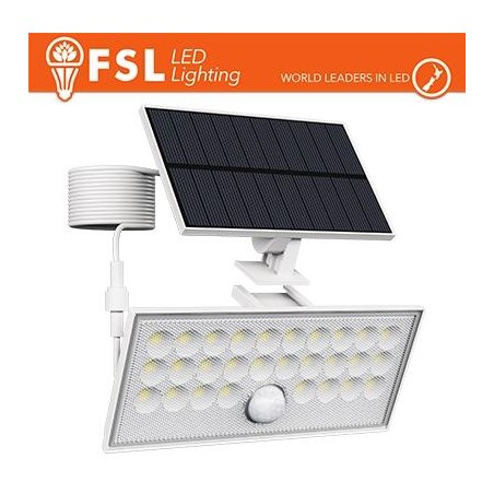 Faro da esterno solare con sensore di movimento 60W (6 led) - Bianco Staccabile