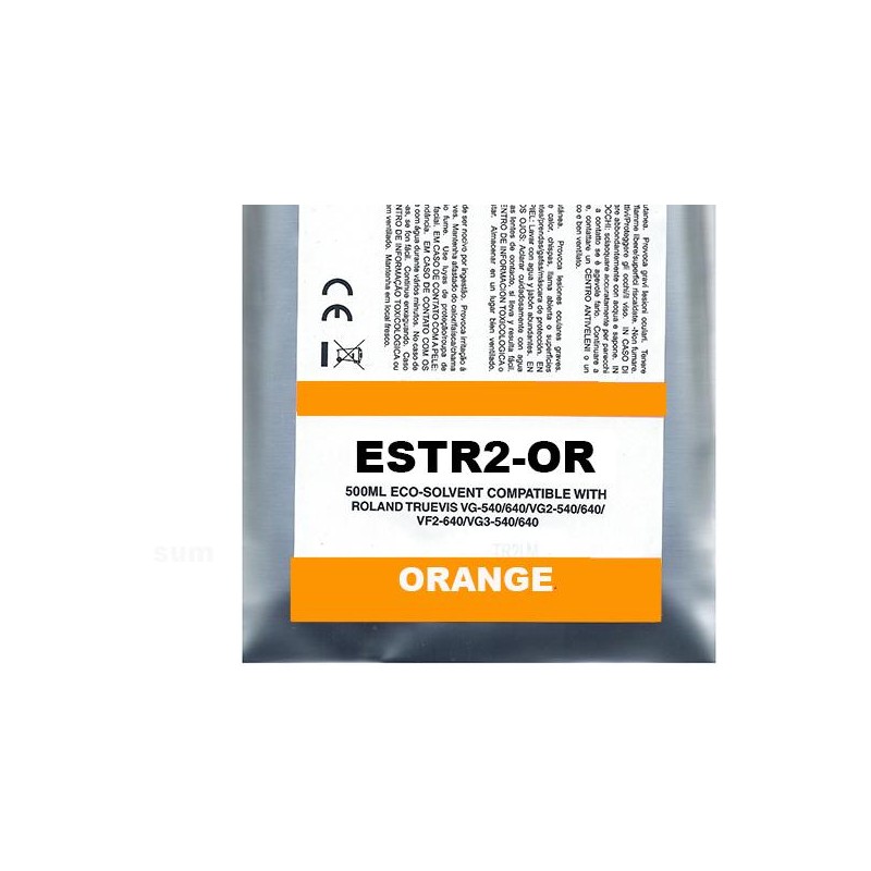 Orange Eco-Solvent Ink Bag Compa Roland TrueVIS SG2,VG2,VF2,SG3,VG3500ML
