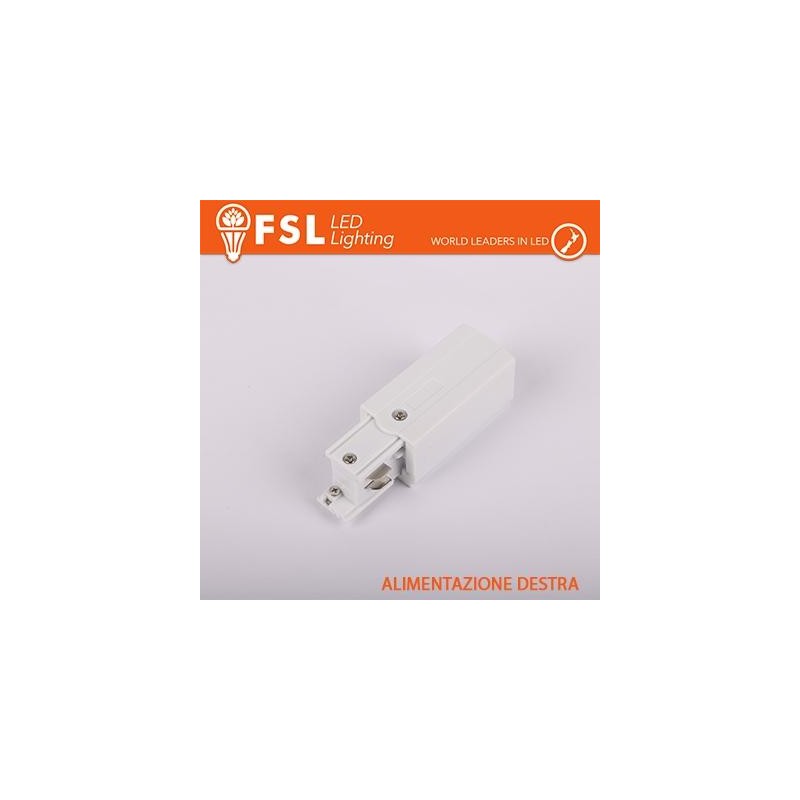FSL Testata di alimentazione DESTRA per binario trifase - colore BIANCO