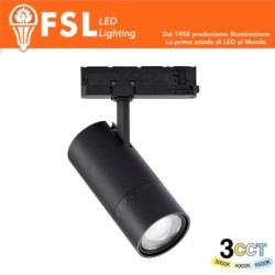 Proiettore LED a Binario Trifase Zoomabile - 3 in 1 CCT (3000-4000-6500K) Nero