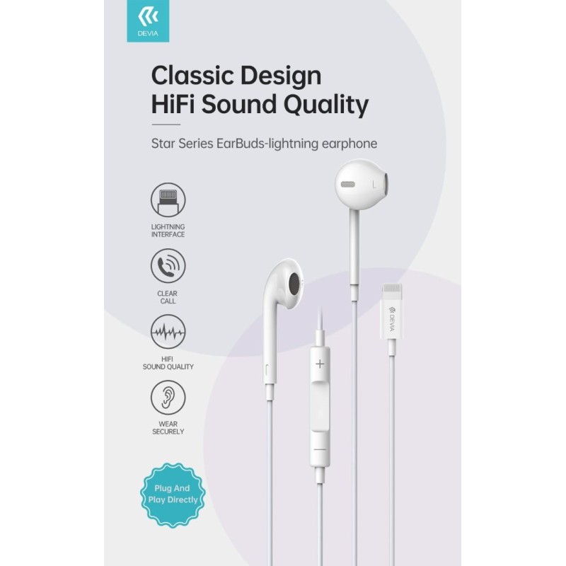 Auricolari compatibili Apple Lightning con controlli e microfono