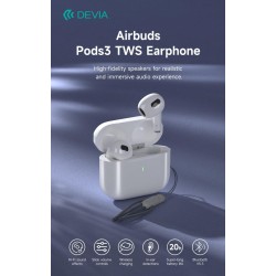 Auricolari Airbuds Pods3 TWS EM410 BT 5.3 Carica Wireless Bianchi