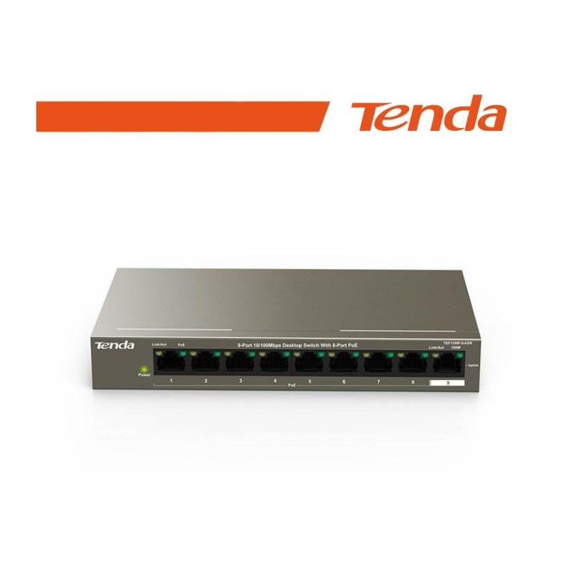 Tenda Switch 9 porte 10/100 8 porte PoE 63W - TEF1109P-8-63W EOL