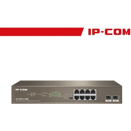 IP-COM Switch Unmanaged 8GE + 2SFP 8 porte PoE 150W - G1110P-8-150W EOL