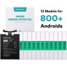 Set 12 Modelli di batteria senza Chip per Android Universali